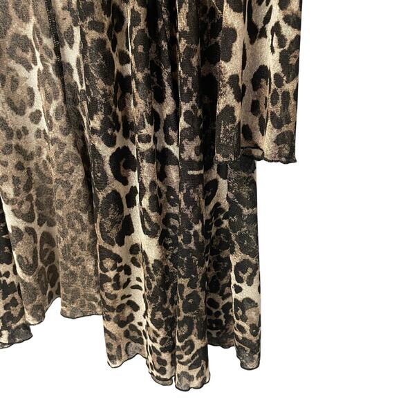 Ali Miles 3/4 Sleeve Open Front Sheer Leopard Print Sling Cardigan Womens 2X - Picture 2 of 6